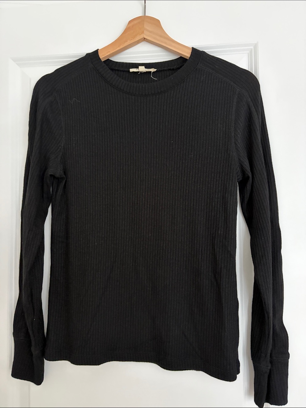 Madewell Black Ribbed Crewneck Long-Sleeve Tee